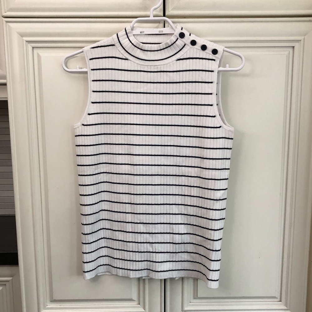 Talbots women’s ribbed stripe sleeveless top